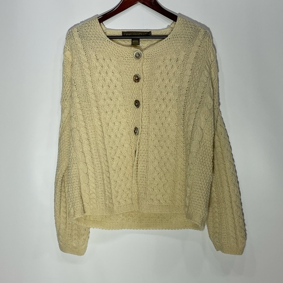 Inis Crafts Cardigan Sweater 100% Wool Button-Up Size Large - Picture 4 of 8